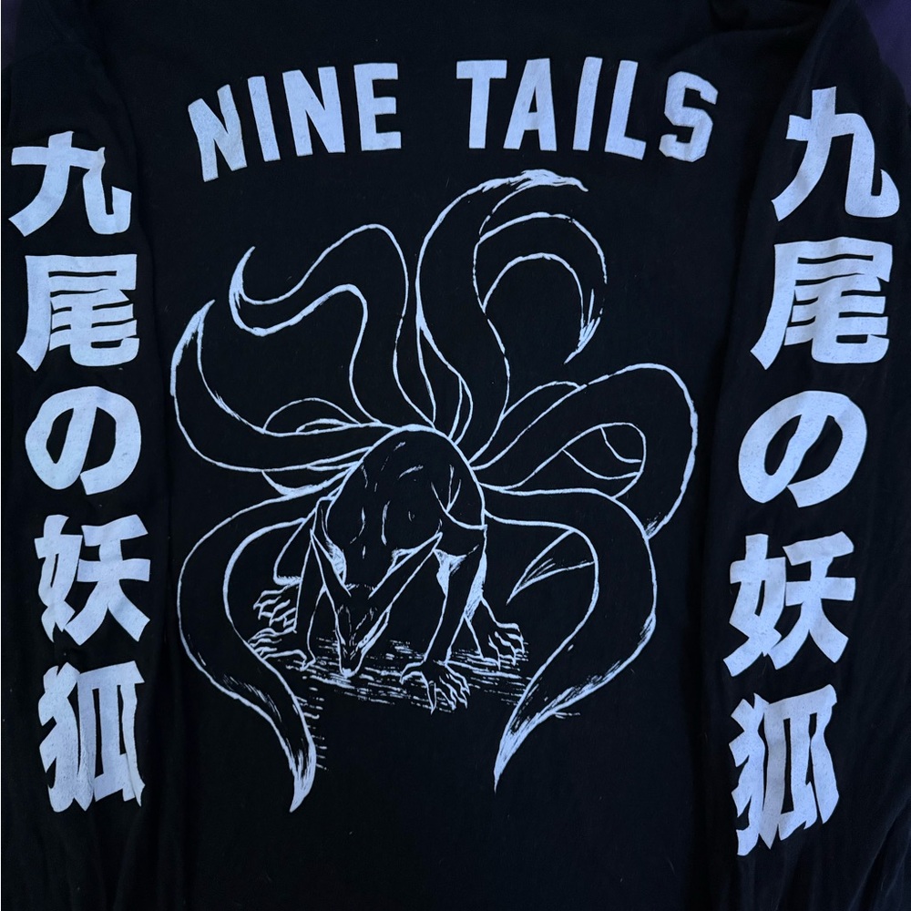 Nine Tails Graphic Black Long Sleeve Shirt